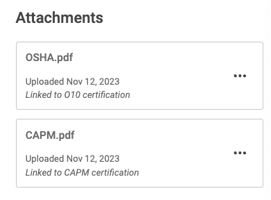 certification attachments